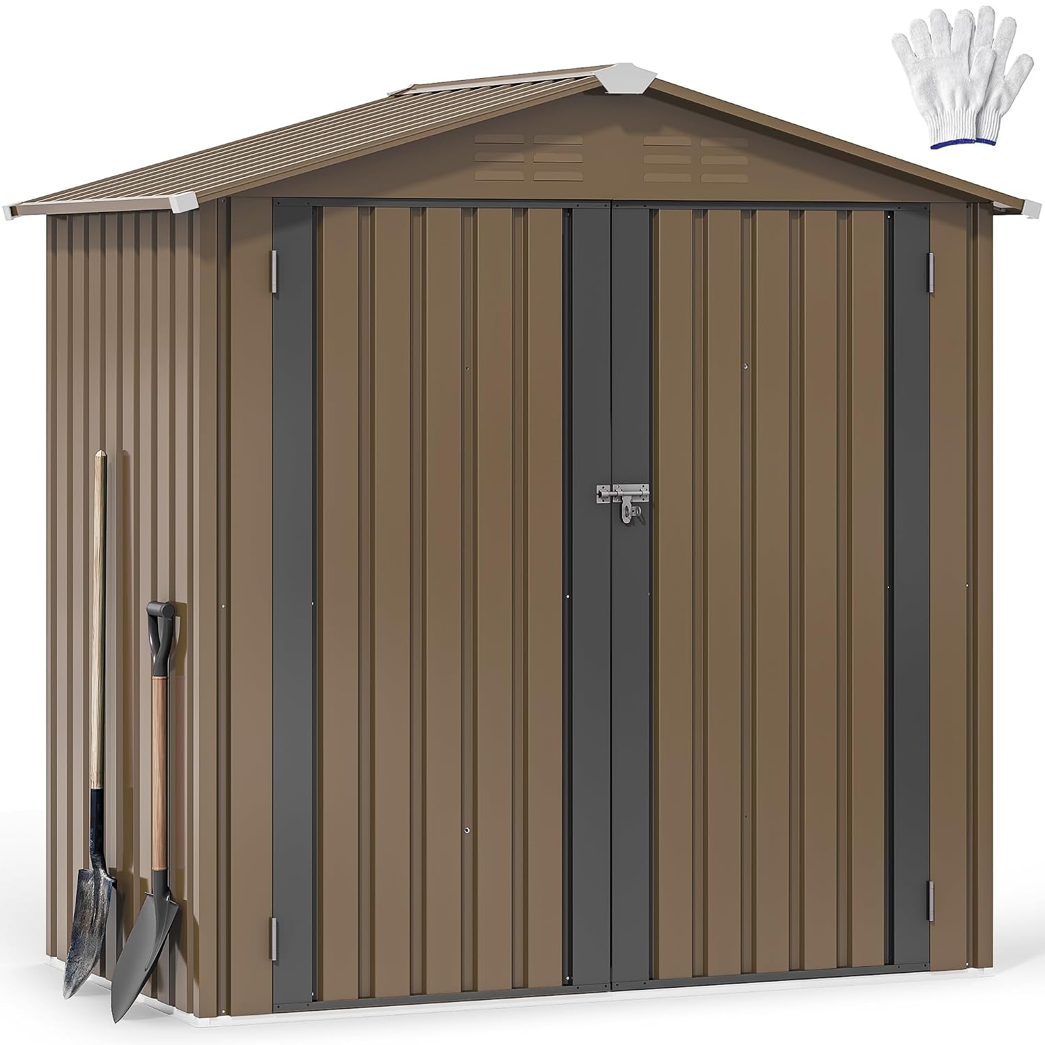 Outdoor Furniture Metal - 6x4ft Metal Outdoor Storage Shed, Waterproof