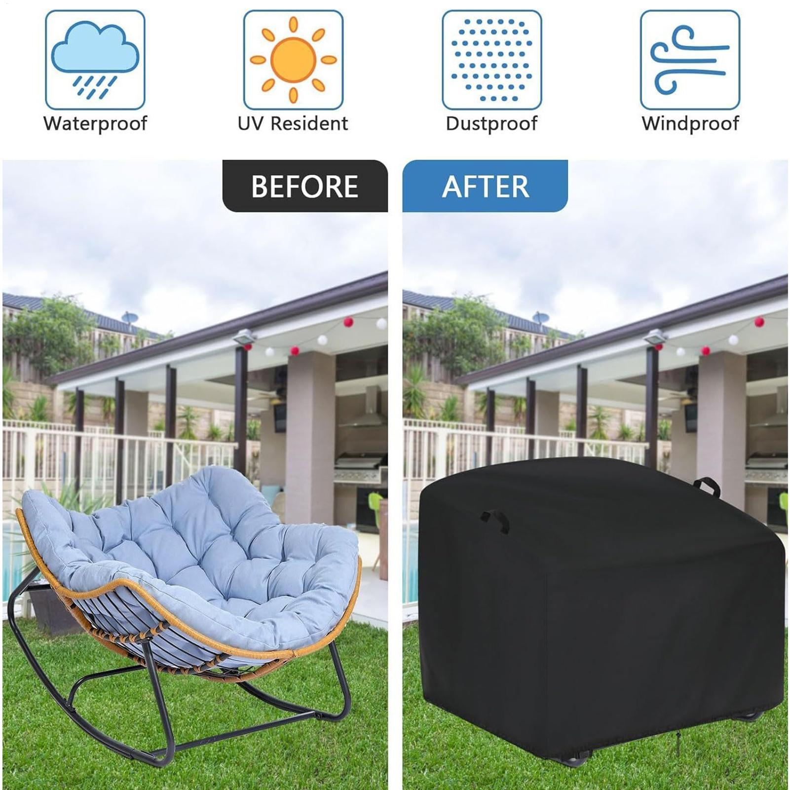 Rattan Lounge Set - Rocking Chair Covers Waterproof Protective Wrap