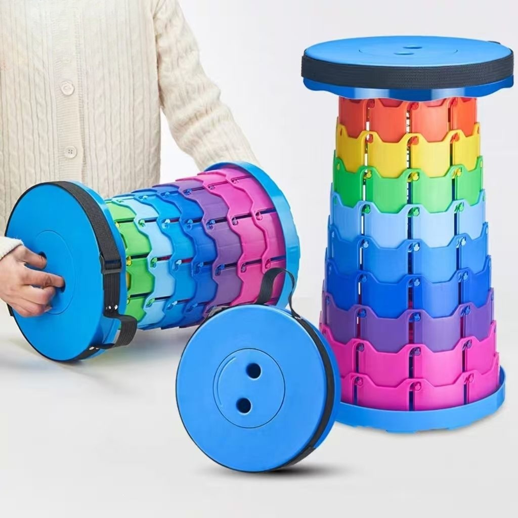 Outdoor Furniture In - Rainbow Telescopic Camping Stool Portable Thickened
