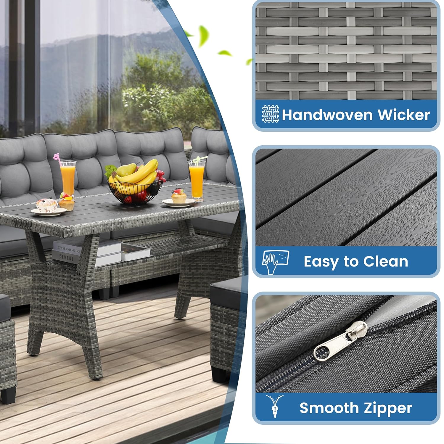 6 Piece Patio Furniture Set, D - Outdoor Furniture Dining Set review and price