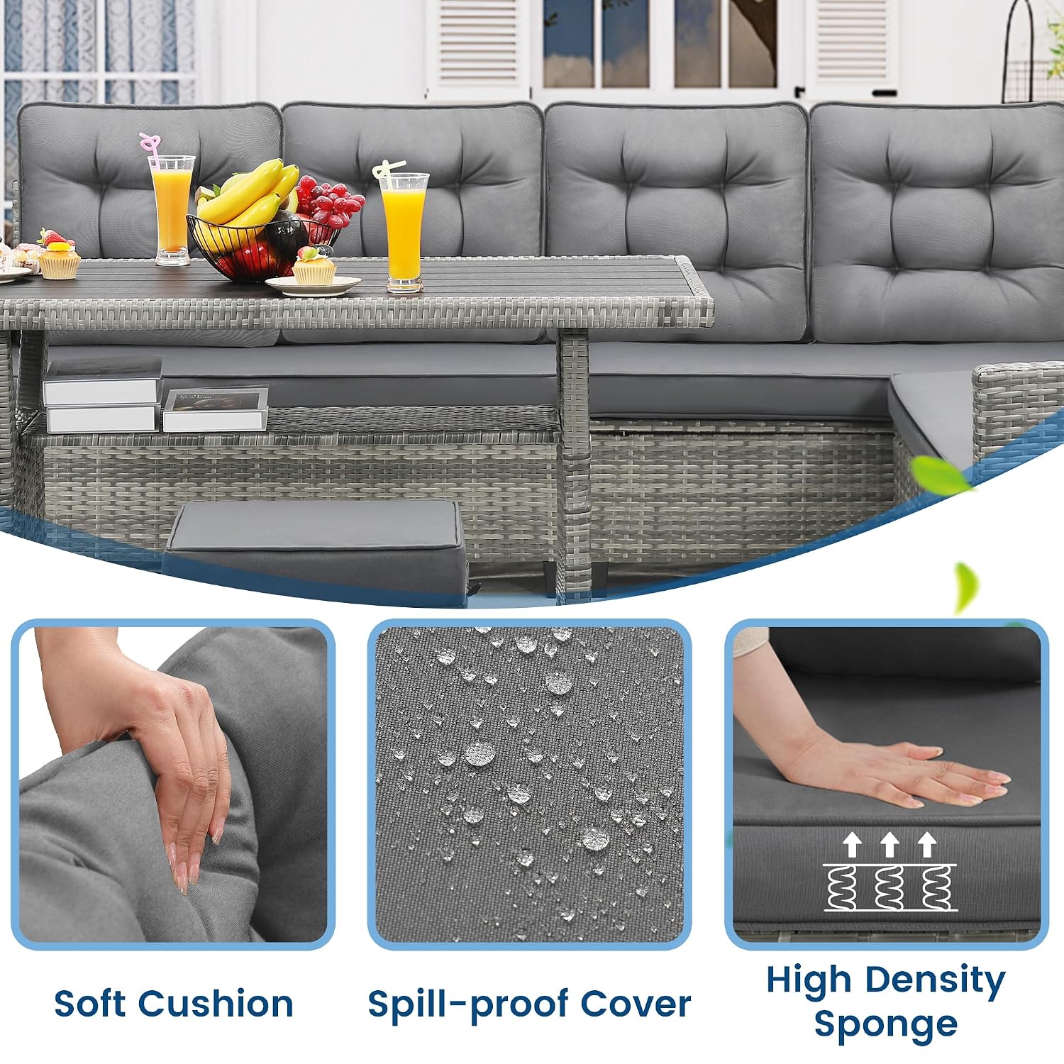 6 Piece Patio Furniture Set, D - Outdoor Furniture Dining Set review and price