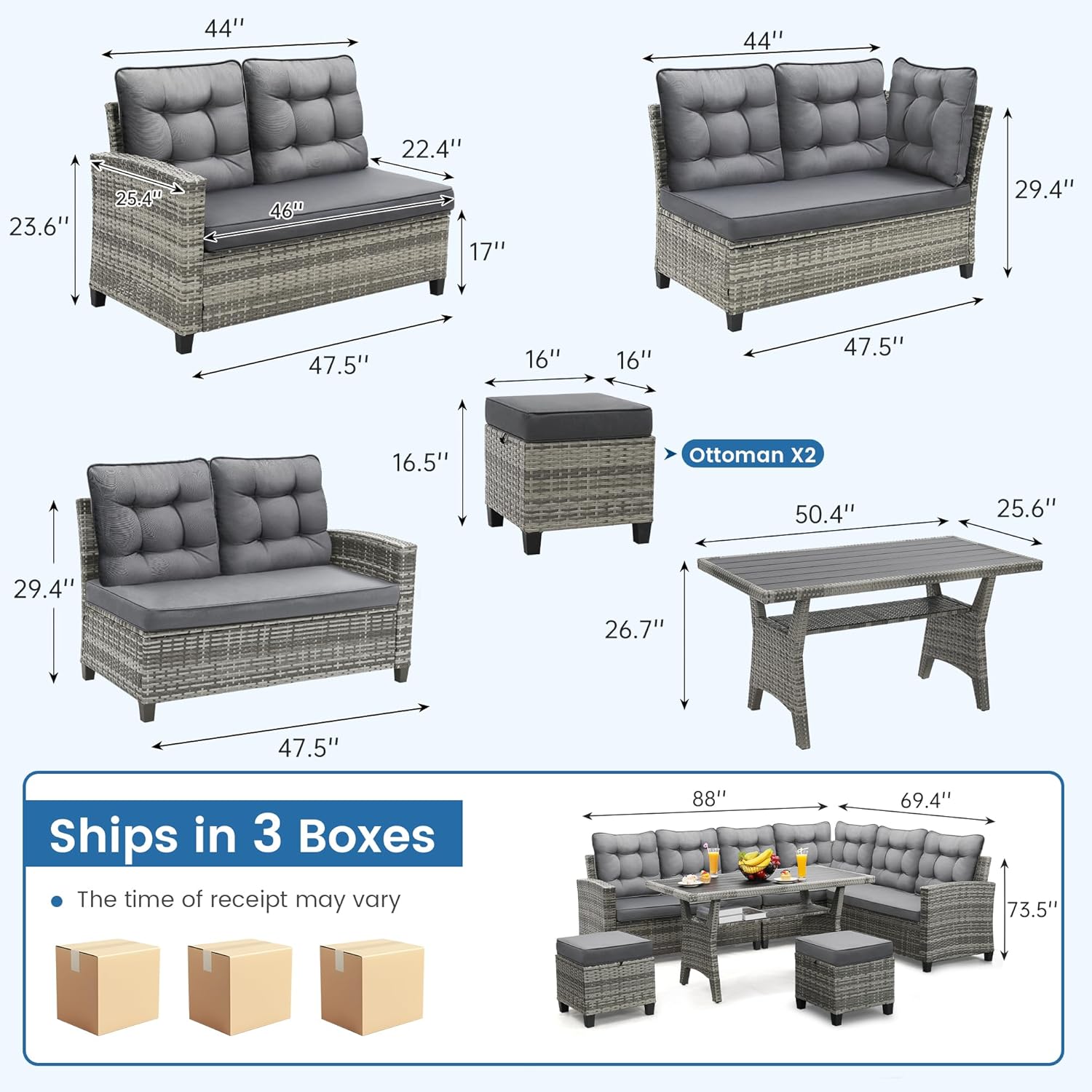 6 Piece Patio Furniture Set, D - Outdoor Furniture Dining Set review and price