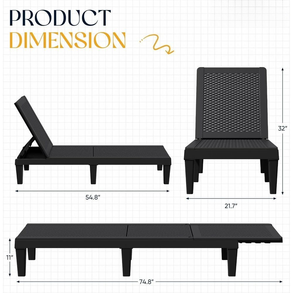 Set of 2 5-Position Adjustable - Deck Chair Lounger review and price