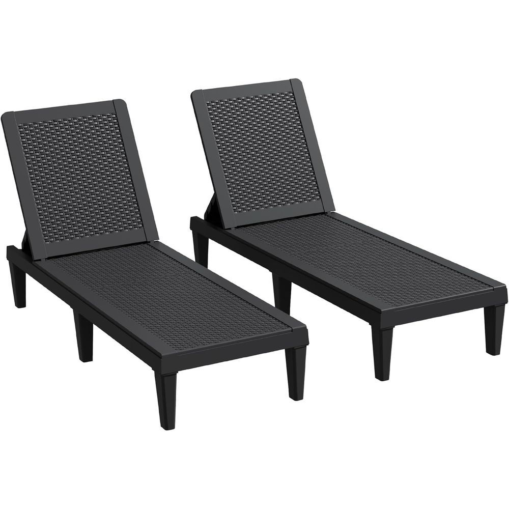 Set of 2 5-Position Adjustable - Deck Chair Lounger review and price