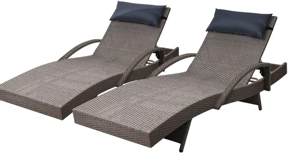 with 4 Adjustable Position Thi - Rattan Lounge Set review and price