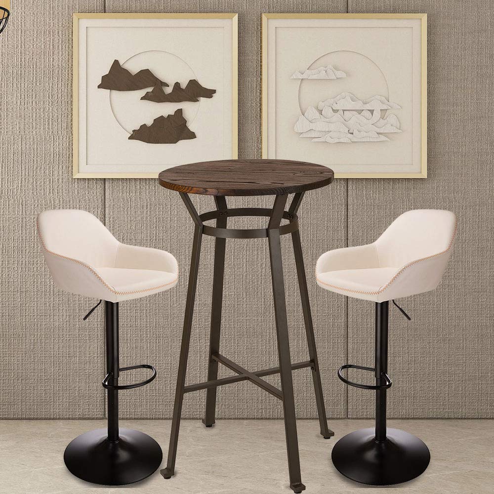 3Pc Pub Table & Swivel PU Bar  - Outdoor Furniture Dining Set review and price