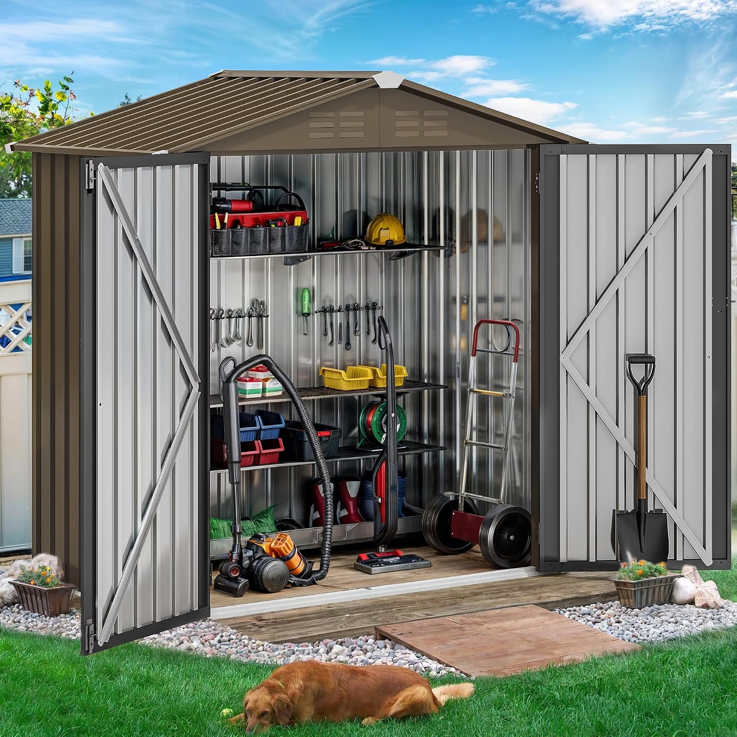 6x4ft Metal Outdoor Storage Sh - Outdoor Furniture Metal review and price