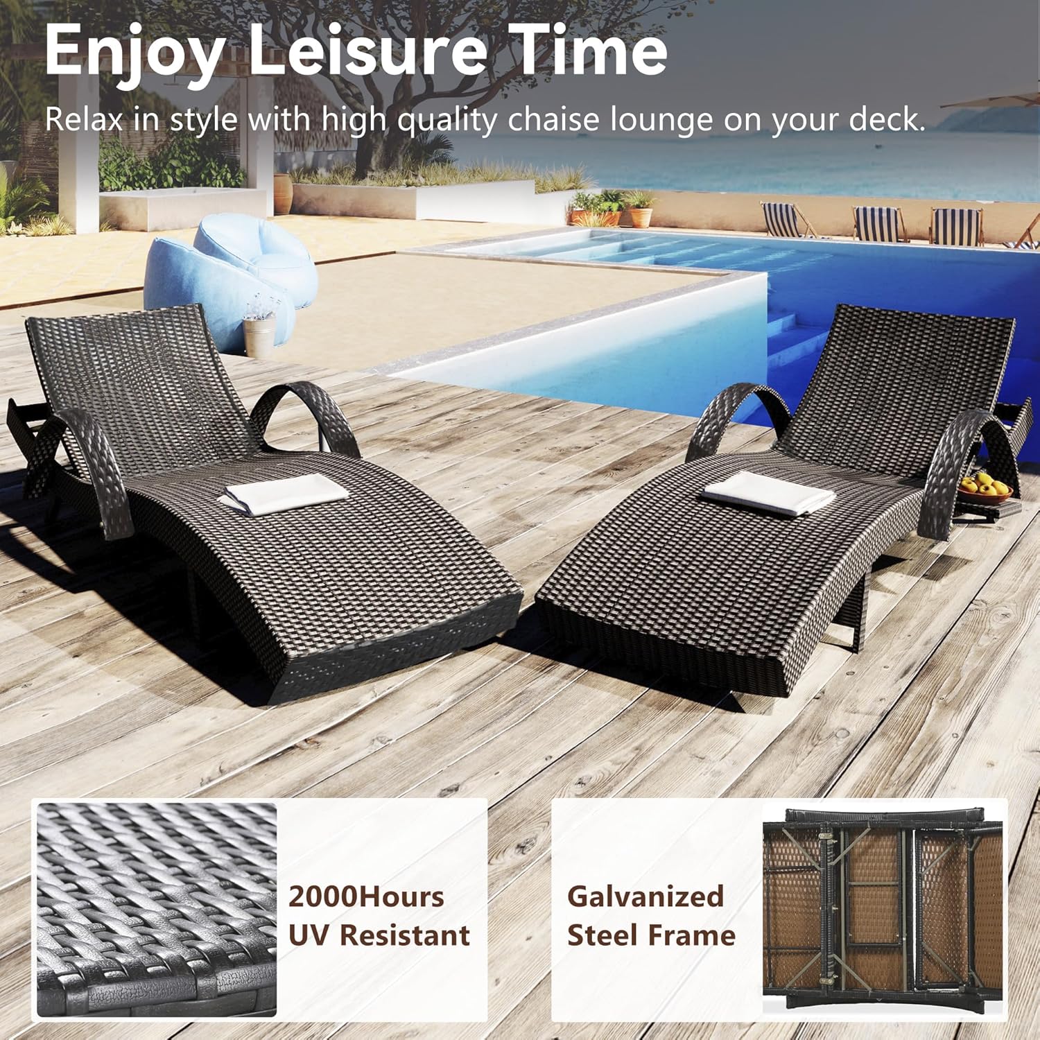 80'' Adjustable Reclining Chai - Rattan Lounge Set review and price