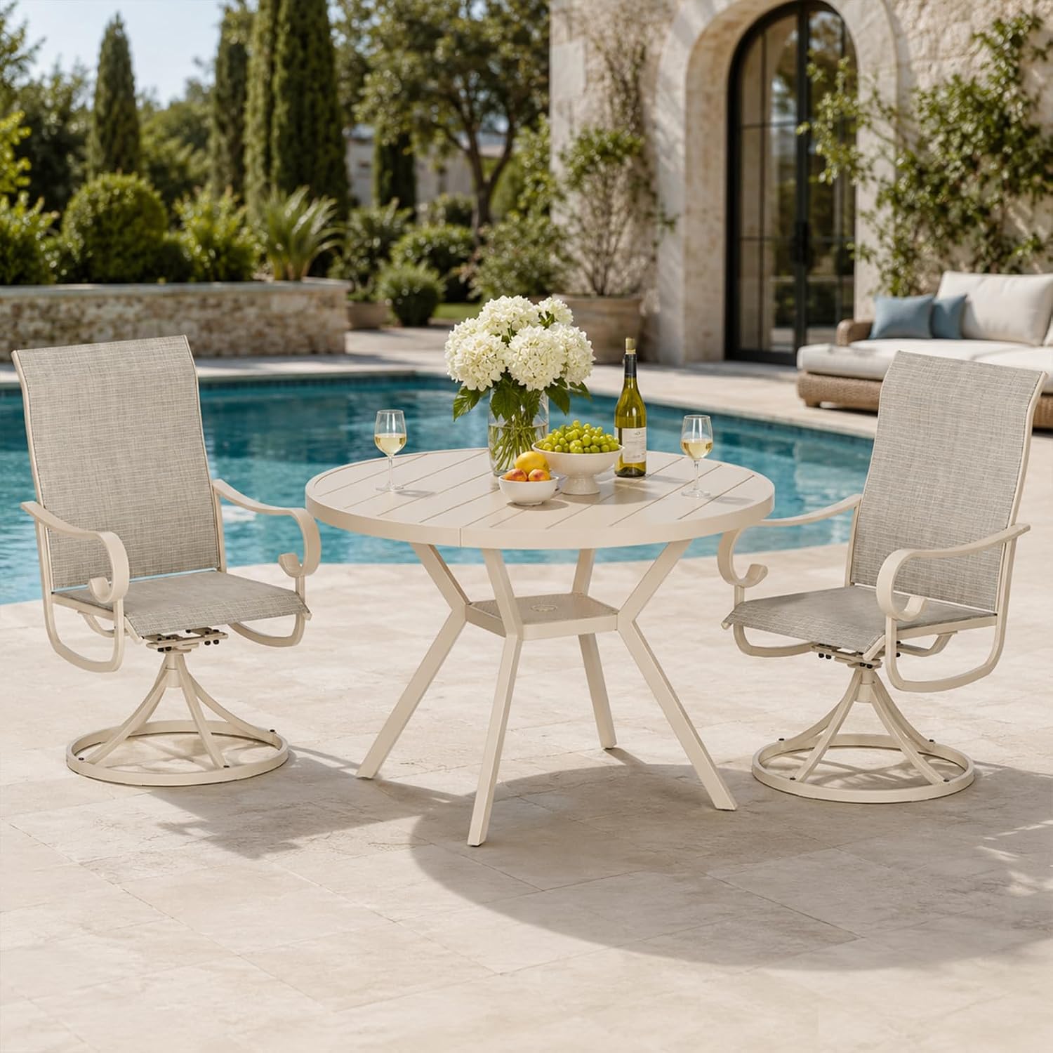 Patio Swivel Dining Chair Set  - Outdoor Furniture Dining Set review and price