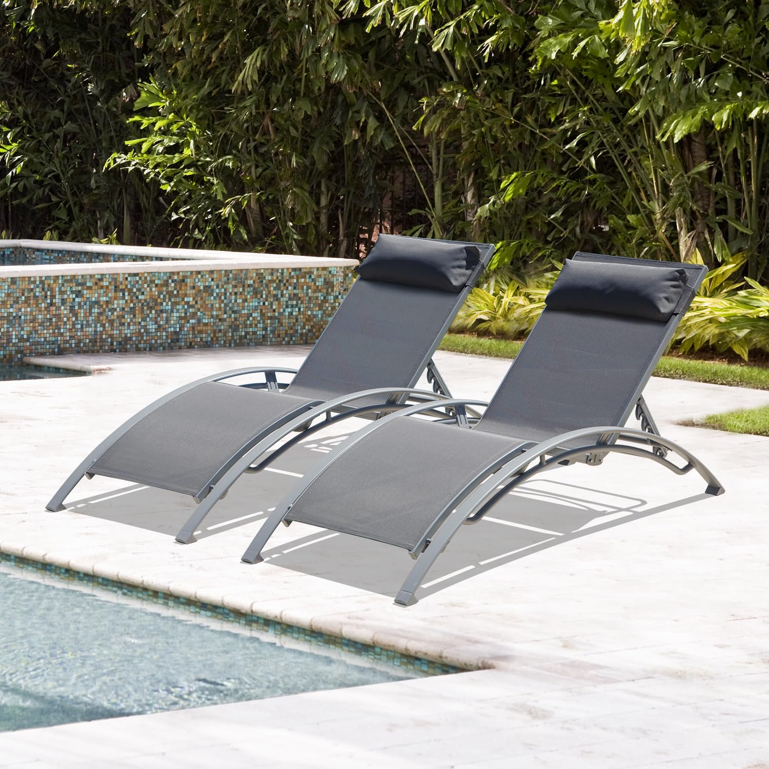Set of 2 Adjustable Aluminum O - Deck Chair Lounger review and price