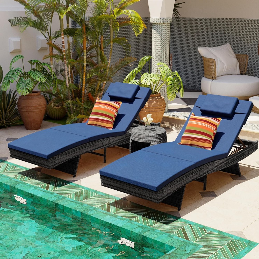 Chaise Lounge Set of 2, Rattan - Rattan Lounge Set review and price