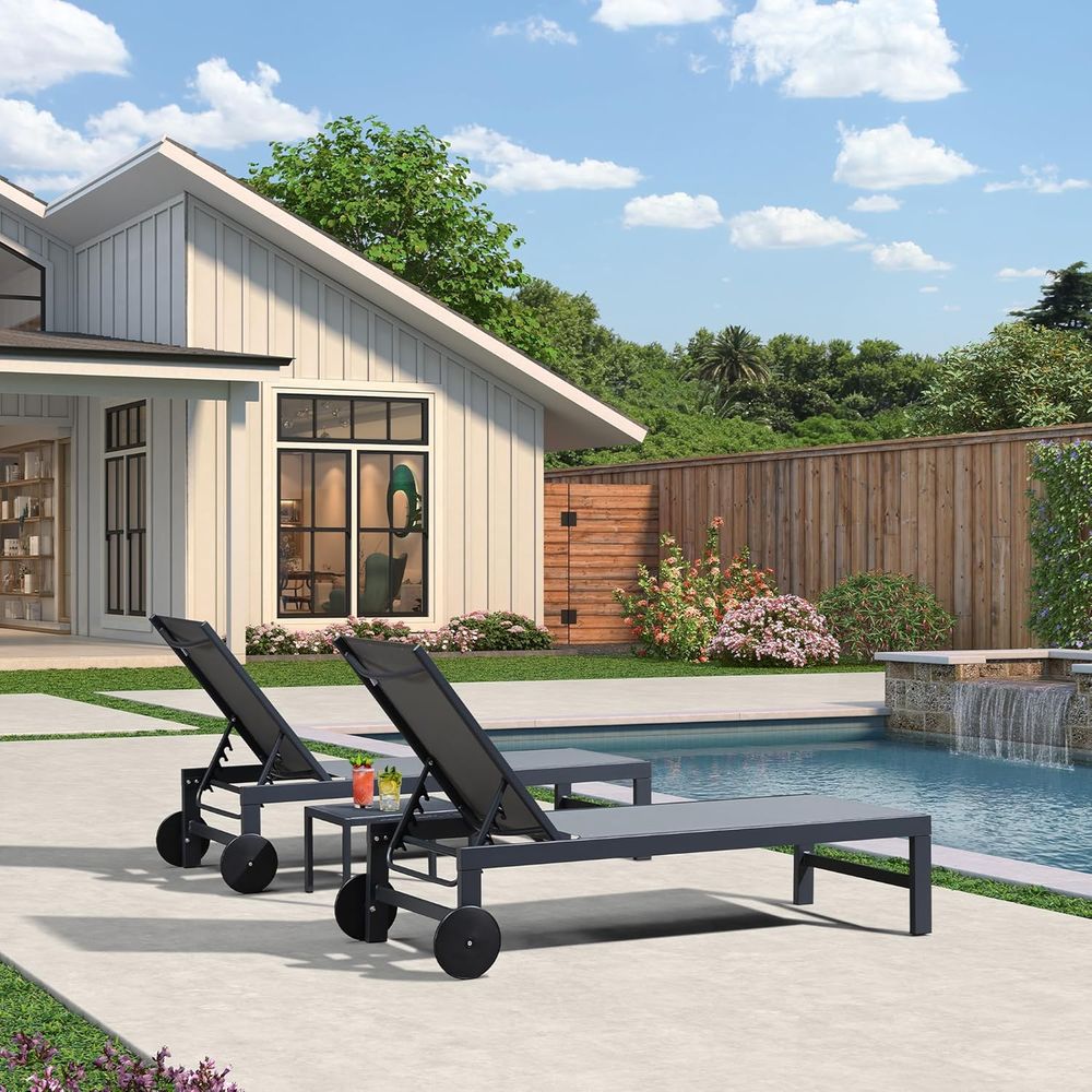 with Wheels Pool Lounge Chairs - Deck Chair Lounger review and price