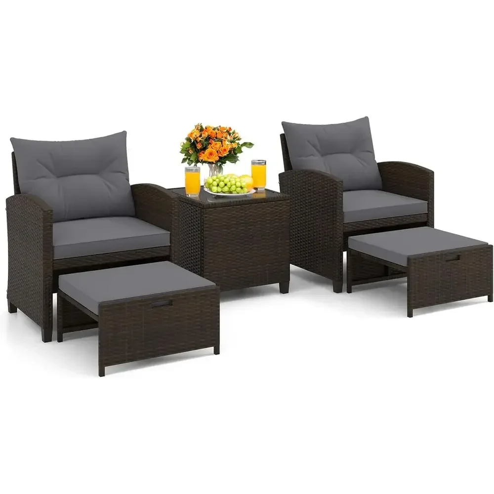 5-Piece Patio Furniture Set wi - Rattan Lounge Set review and price