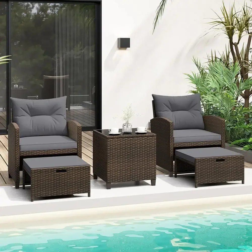5-Piece Patio Furniture Set wi - Rattan Lounge Set review and price