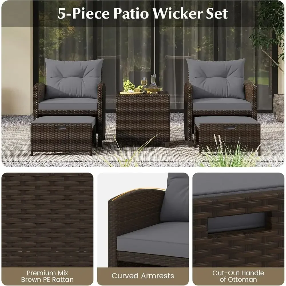 5-Piece Patio Furniture Set wi - Rattan Lounge Set review and price