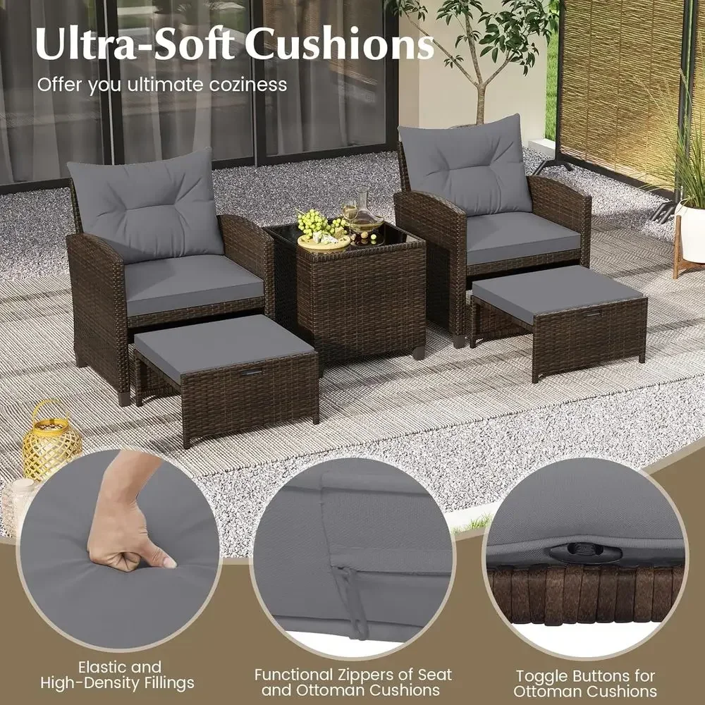 5-Piece Patio Furniture Set wi - Rattan Lounge Set review and price