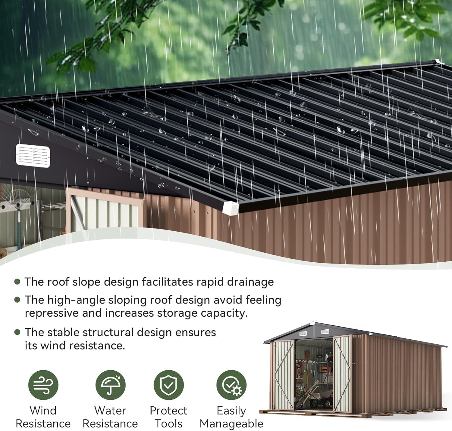 12 x 10FT Outdoor Storage Shed - Outdoor Furniture Metal review and price