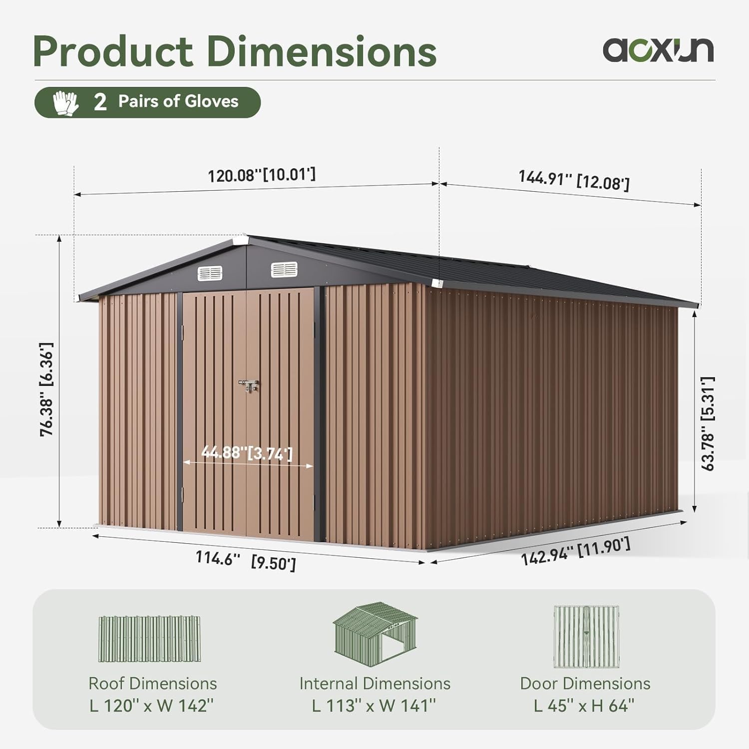 12 x 10FT Outdoor Storage Shed - Outdoor Furniture Metal review and price
