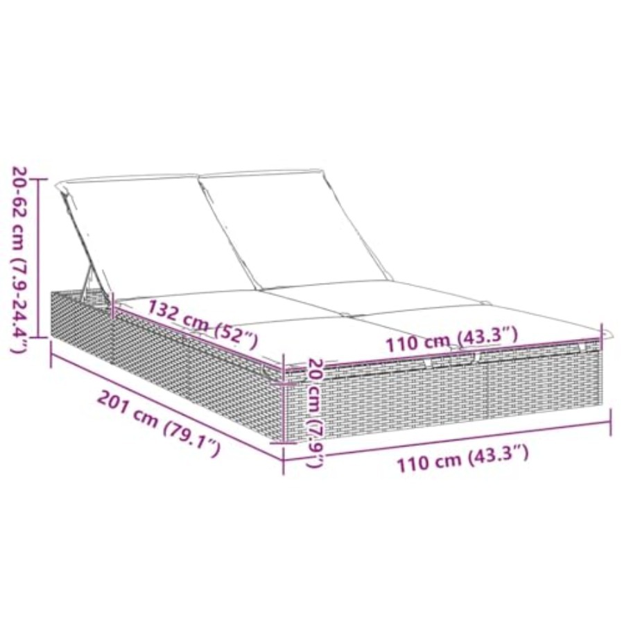 2-Person Sunbed with Cushions  - Deck Chair Lounger review and price