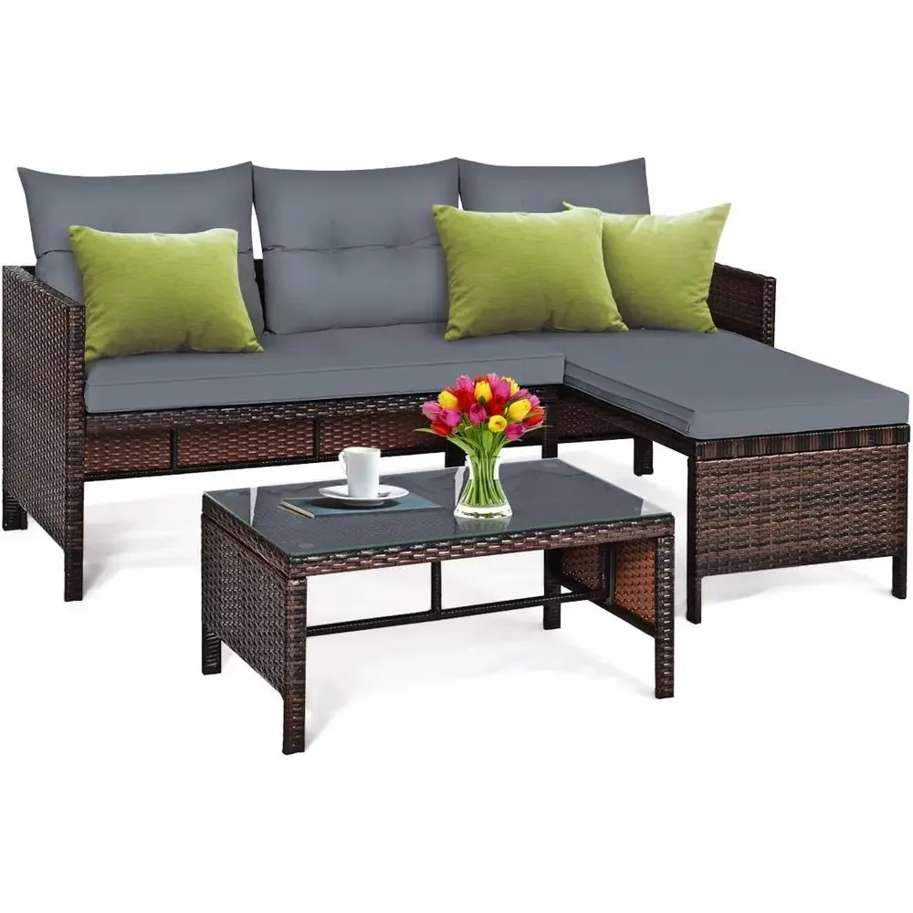 Wicker Patio urniture Set Couc - Rattan Lounge Set review and price