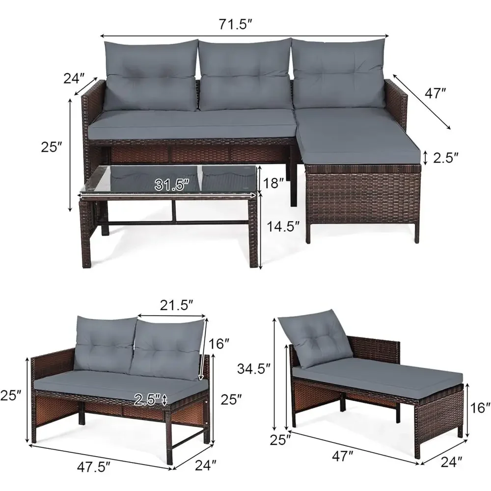 Wicker Patio urniture Set Couc - Rattan Lounge Set review and price