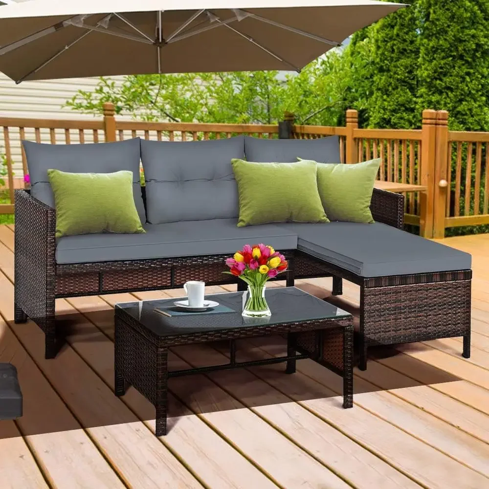Wicker Patio urniture Set Couc - Rattan Lounge Set review and price