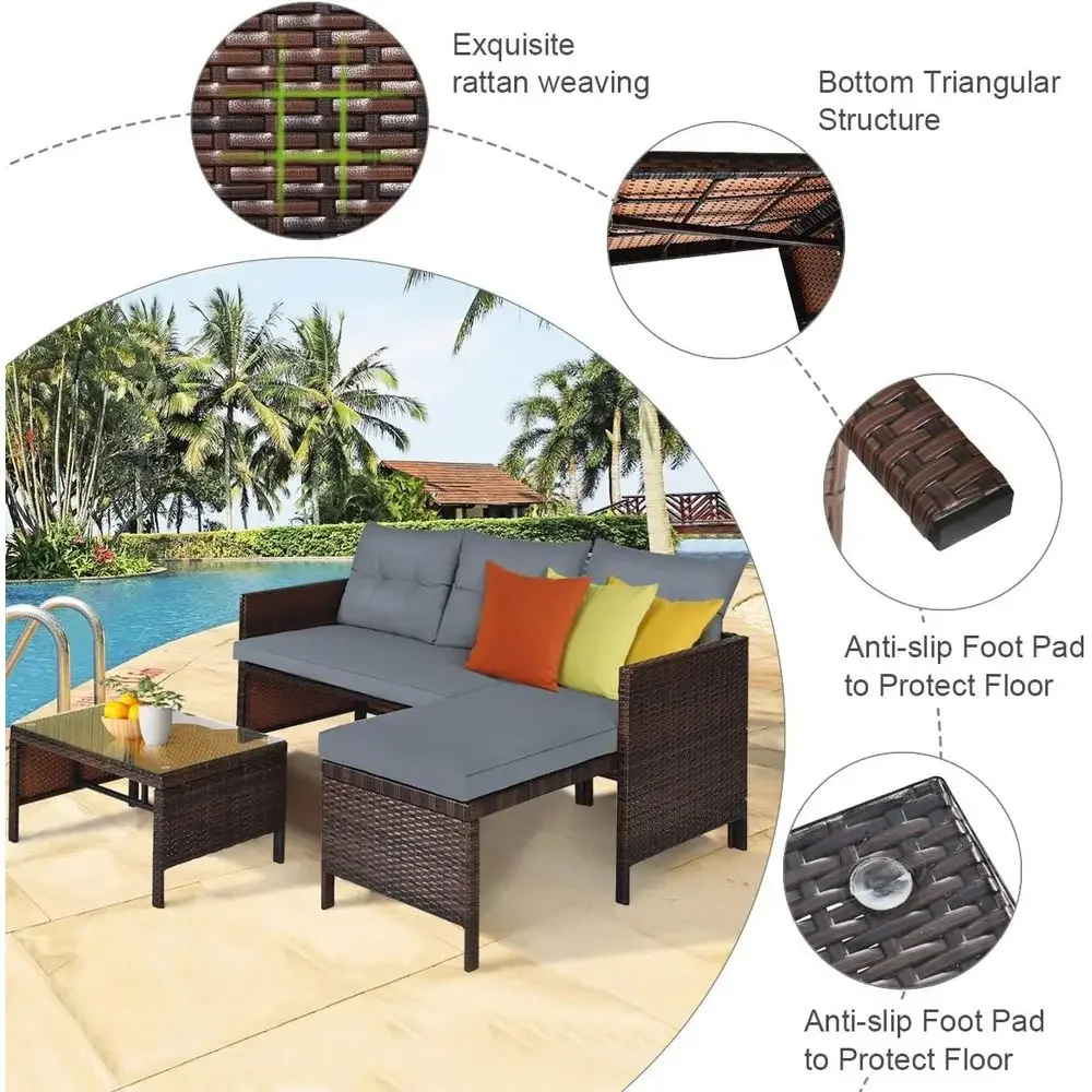 Wicker Patio urniture Set Couc - Rattan Lounge Set review and price